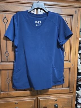 LG Pure Soft Navy V-Neck Scrub Top